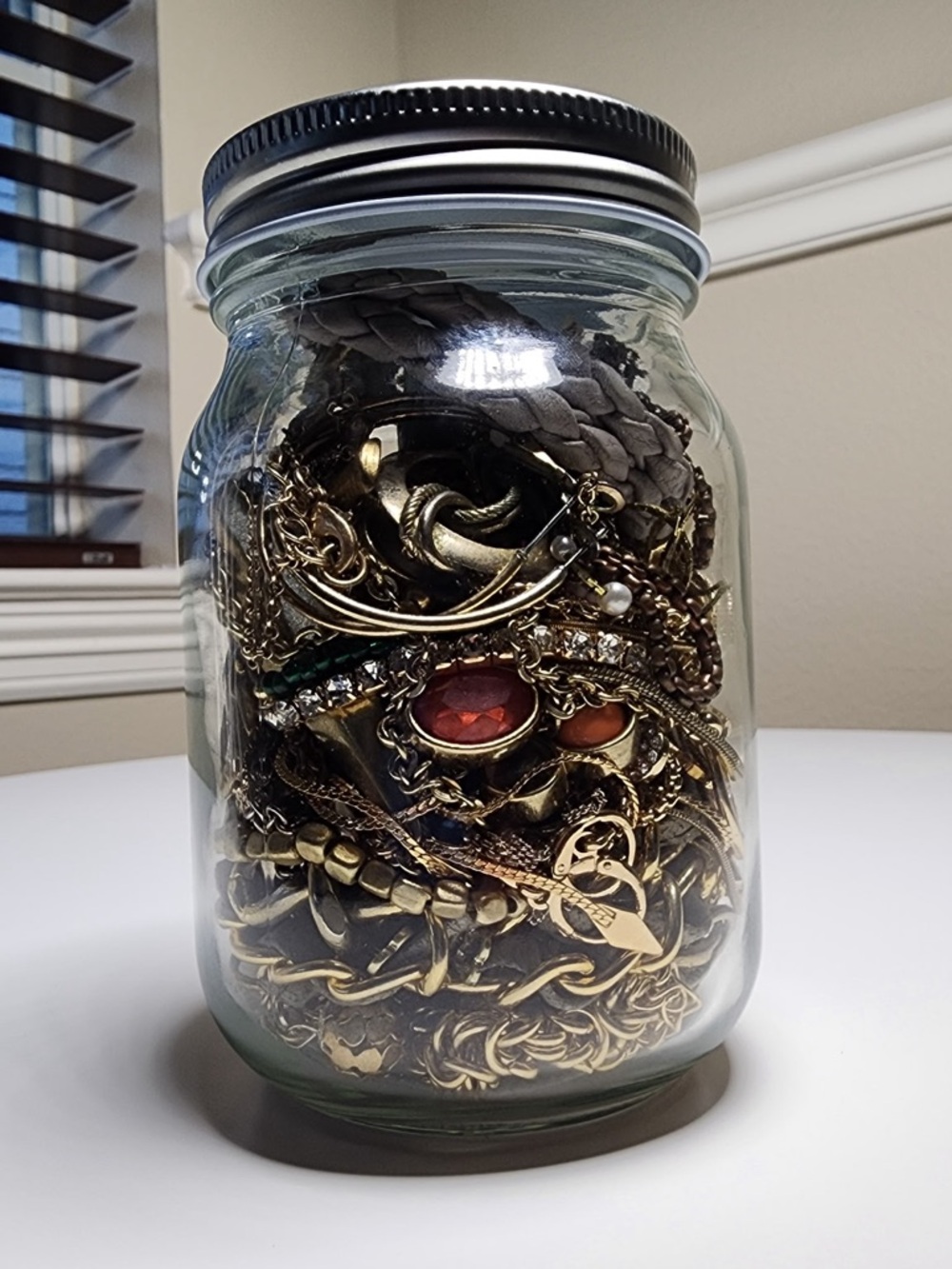 Gold Toned Mystery Jewelry Jar